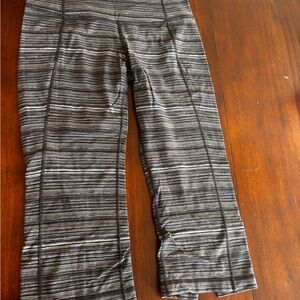 Lululemon Athletica Black and Gray Striped Capris